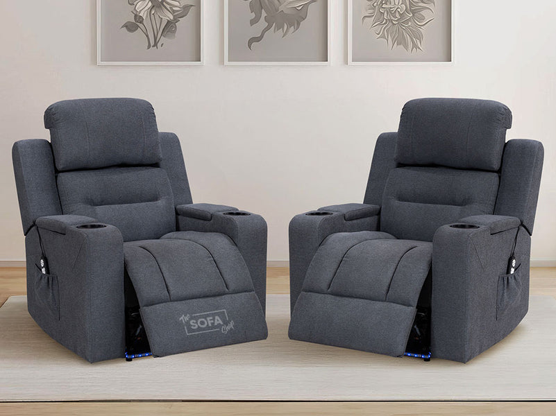 Fabric recliner chair with cup online holder