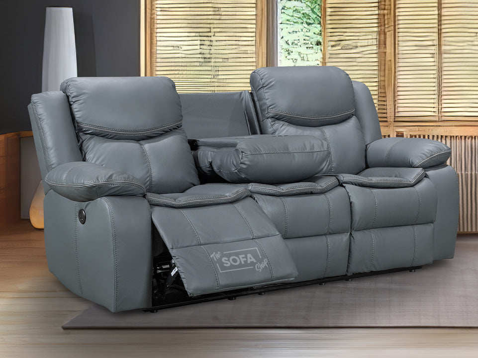 Lane home solutions brighton gray faux leather motion sofa new arrivals