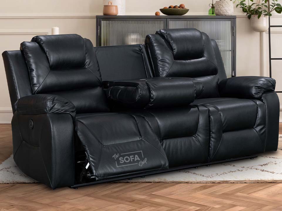 Black couch 2024 with recliners