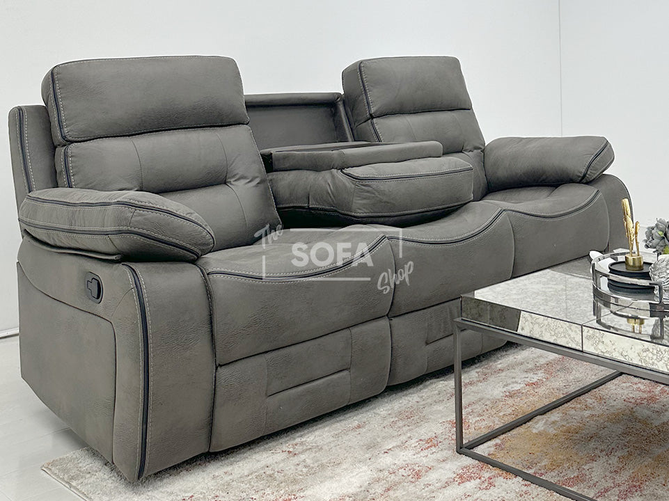 Second hand grey store leather sofa