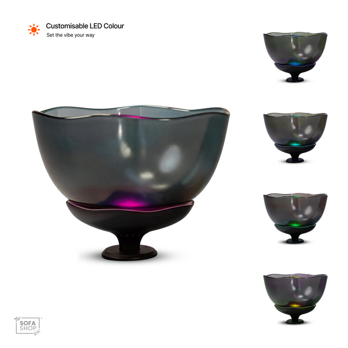 Popcorn Bowl In Black | Cinema Snack Bowl With Ambient Lighting + Anti-Spill Design + Microwave Safe + Dishwasher Safe | Ivory | The Sofa Shop