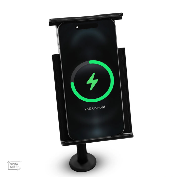 The Sofa Shop Wireless Phone Holder In Black | 320mm | Recliner Sofa Accessory With Wireless Charging + USB Charging + Adjustable Angle + Phone & Tablet Support