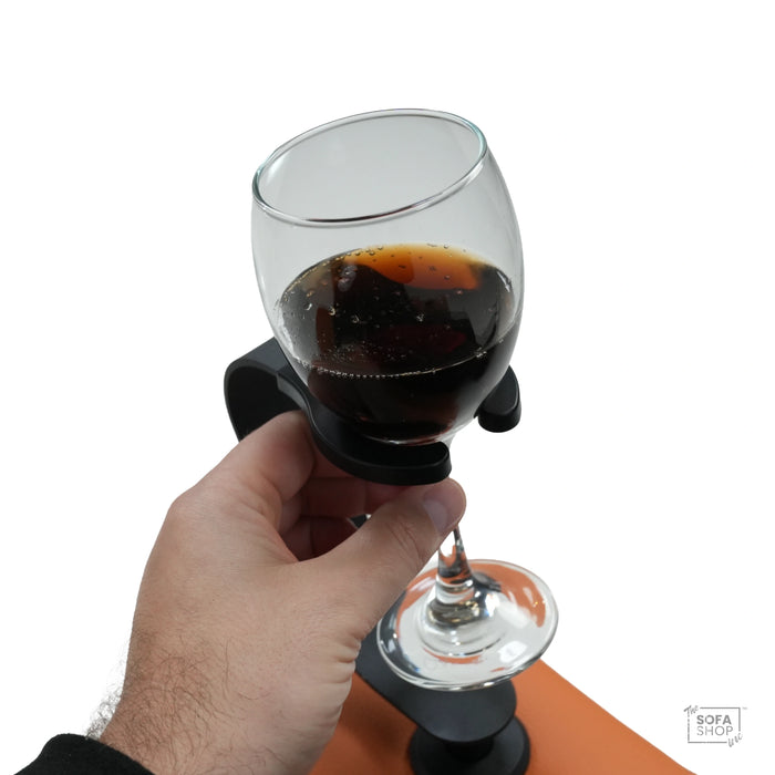 The Sofa Shop Wine Glass Holder In Black | Recliner Sofa Accessory For Stemmed Glasses + Plastic Spindle Compatibility + Modern Styling