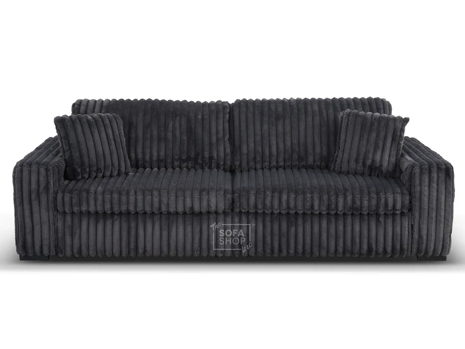 Extendable Electric Sofa - Bed in Grey Corduroy Fabric | 3 Seater Smart Cinema Couch with Power Sliding Motion | USBc Charging Ports | Palma