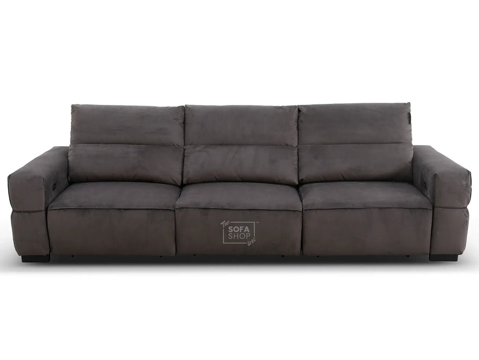 Extendable Electric Sofa - Bed in  Grey Fabric | 3 Seater Home Cinema Couch with Power Sliding Mechanism & USBc Ports | Murcia