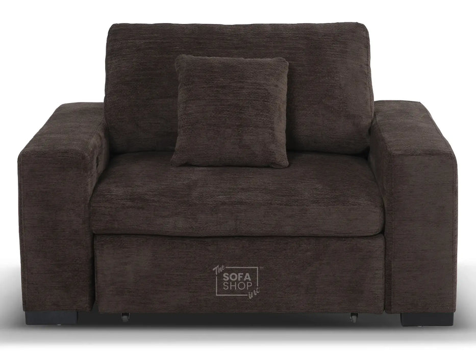 Extendable Electric Sofa Bed Chair in Brown Corduroy Fabric | 1 Seat Home Cinema Couch with Power Slider | USBc Charging Ports | Palma