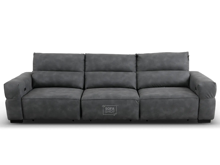 Extendable Electric Sofa - Bed in Dark Grey Resillience ِFabric | 3 Seater Hi-Tech Sliding Couch Perfect for Home Theatre Seating | USBc Ports | Murcia
