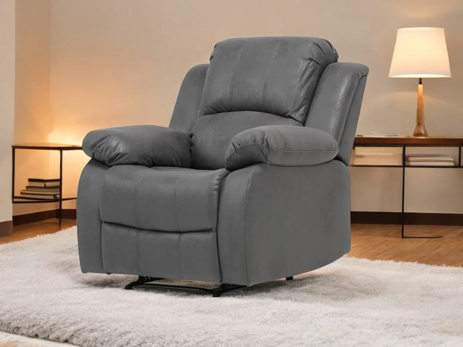 Recliner Chair in  Light Grey Plush Fabric | Trento | Sample Sofas 36