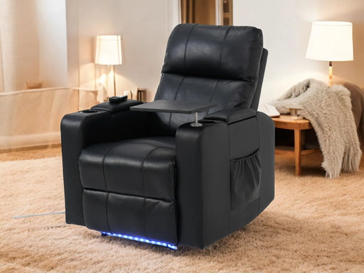 Electric Recliner Chair & Cinema Seat in Black Leather | Scuff On Back of The Backrest | Modena | Second Hand Sofas 53