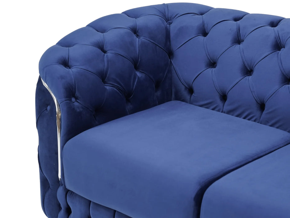 Knightsbridge Blue Velvet 2 Seater Sofa| Minor Stains | Good Condition - Second Hand Sofas 15