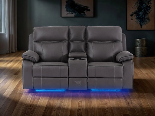 2 Seat Electric Recliner Home Cinema Sofa | Fabric Couch In Grey + Chilled Cupholders + Console + Power Sockets + USB | Vinsonova | Sofa Shop