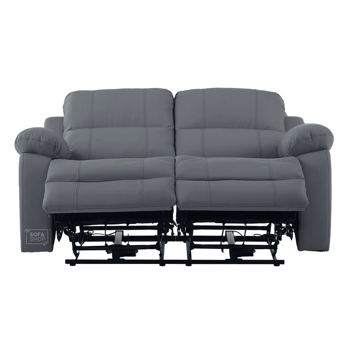 Grey Real Leather Electric Recliner Sofa 2 Seater | Smooth Power Recliner + USB-C Charging | The Sofa Shop
