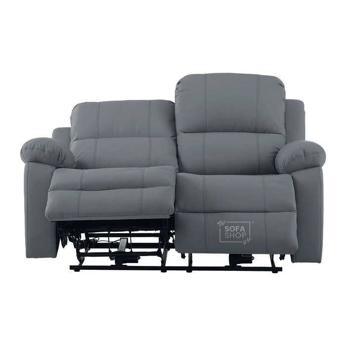 Grey Real Leather Electric Recliner Sofa 2 Seater | Smooth Power Recliner + USB-C Charging | The Sofa Shop