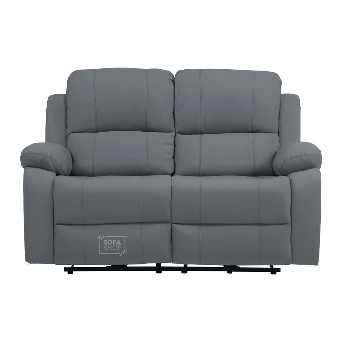 Grey Real Leather Electric Recliner Sofa 2 Seater | Smooth Power Recliner + USB-C Charging | The Sofa Shop