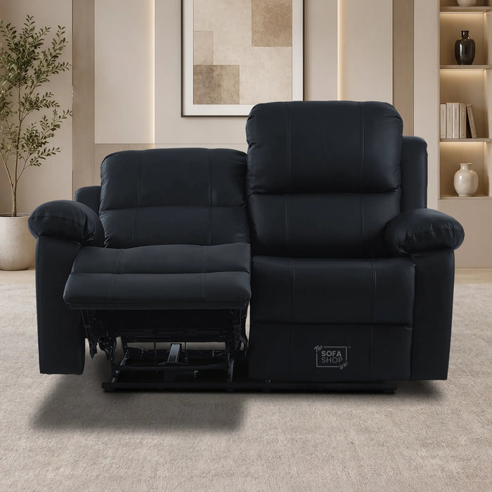 Trento 2 Seater Black Real Leather Electric Recliner Sofa | Smooth Power Recline, USB-C Charging | The Sofa Shop