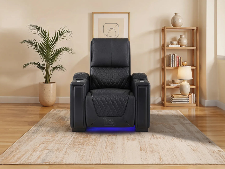 Black Leather Recliner Sofa Set Seater Leather Sofa Power