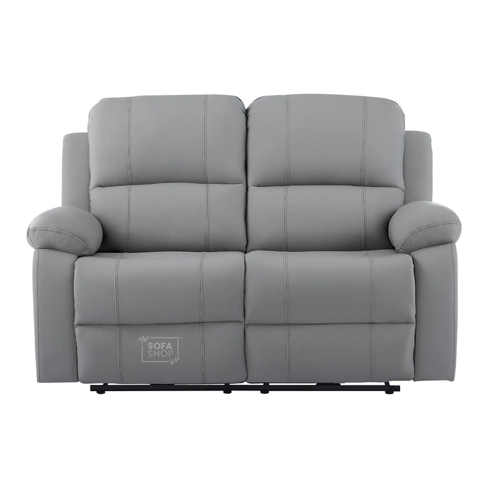 2 Seater Electric Recliner Sofa In Light Grey Real Leather | Smooth Power Recliner, USB-C Charging | Trento |The Sofa Shop
