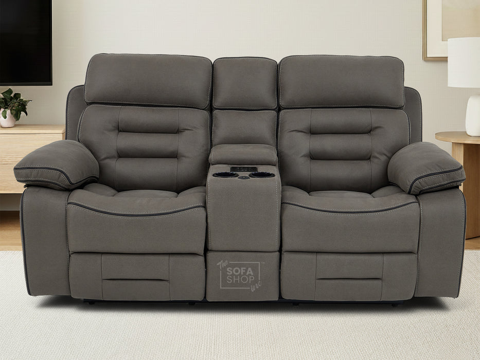 2 Seater Smart Tech Electric Recliner Cinema Sofa | Grey Fabric | Tuscany