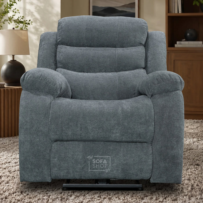 Electric Recliner Chair in Grey Fabric | Smooth Power Reclining Mechanism | Chelsea | Sofa Sale