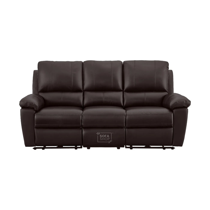 3+1 Electric Recliner Sofa Set In Dark Brown Real Leather | Recliner Sofa Suite With Power Recline + Drop-Down Table + Cup Holders + USB-C Charging | Trento | The Sofa Shop