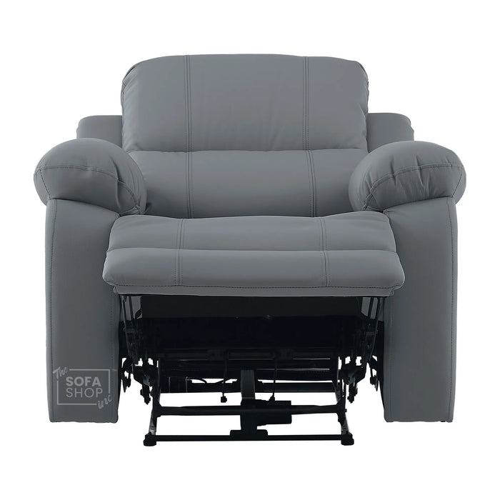Trento Electric Recliner Chair in Grey Real Leather | Power Recline, Padded Armrests & Lumbar Support | The Sofa Shop