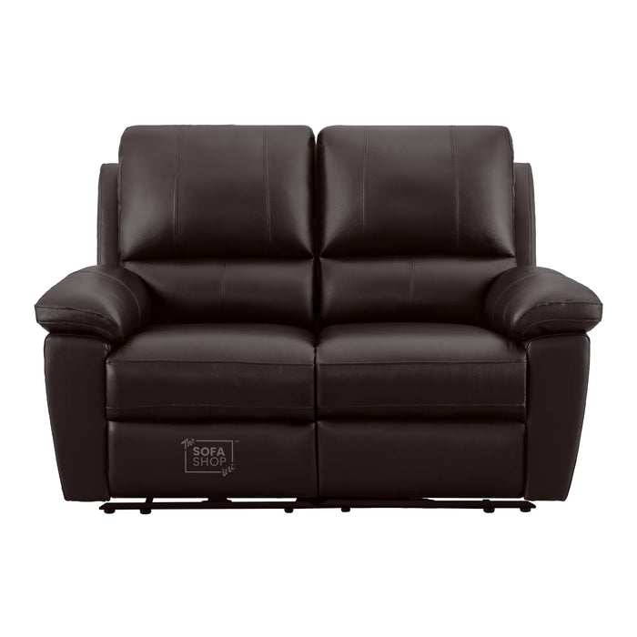 3+2 Electric Recliner Sofa Set In Dark Brown Real Leather | Recliner Sofa Package With Power Recline + Drop-Down Table + Cup Holders + USB-C Charging | Trento | The Sofa Shop