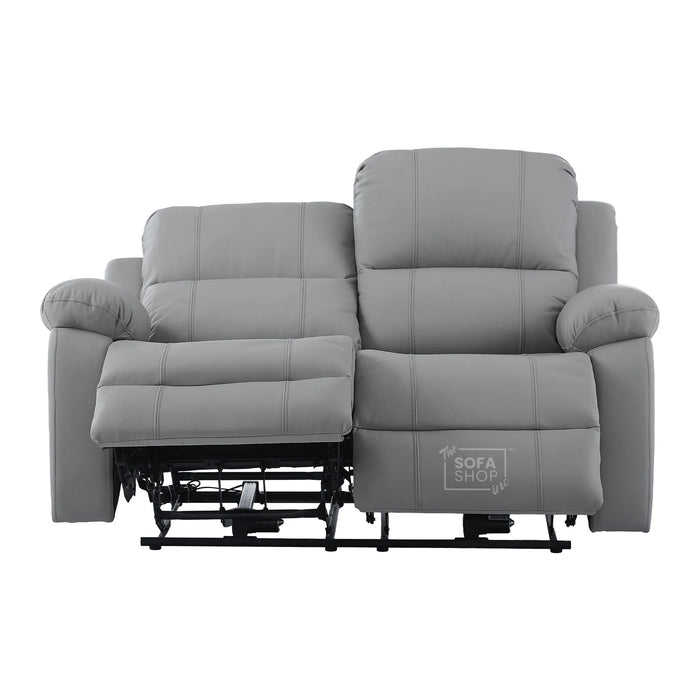 2 Seater Electric Recliner Sofa In Light Grey Real Leather | Smooth Power Recliner, USB-C Charging | Trento |The Sofa Shop