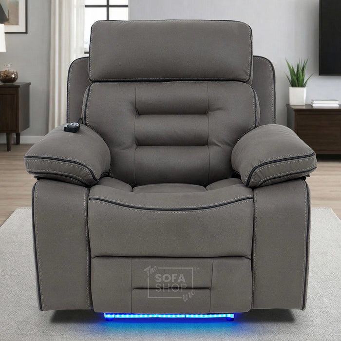 2 Piece Smart Tech Electric Recliner Cinema Sofa Set | Graphite Grey Fabric Sofa Suite | Tuscany