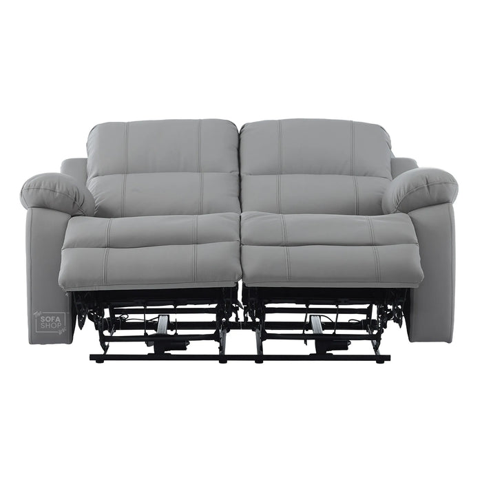 2 Seater Electric Recliner Sofa In Light Grey Real Leather | Smooth Power Recliner, USB-C Charging | Trento |The Sofa Shop