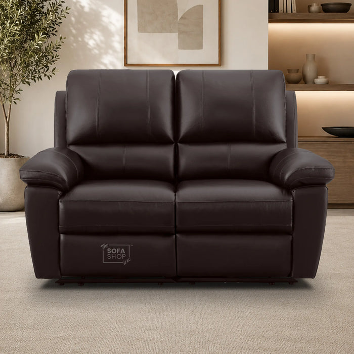 3+2+1 Electric Recliner Sofa Set in Dark Brown Real Leather | Hi-Tech Leather Suite with Power Recline + Drop-Down Table + Cup Holders + USB-C Charging + Wall-Hugging Design | Trento | The Sofa Shop