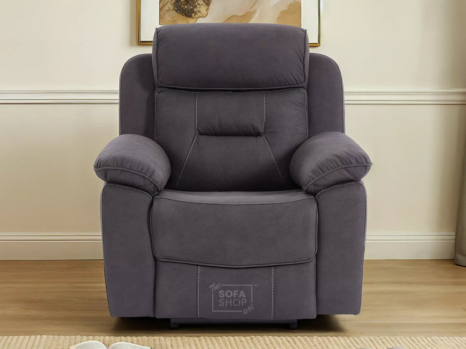 1 Seat Electric Recliner Chair Home Cinema Sofa | Fabric Chair In Black | Hi-Tech Chair with Massage, Padded Armrests, USB & Power Headrest | Florence