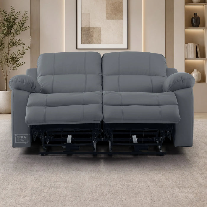 Grey Real Leather Electric Recliner Sofa 2 Seater | Smooth Power Recliner + USB-C Charging | The Sofa Shop