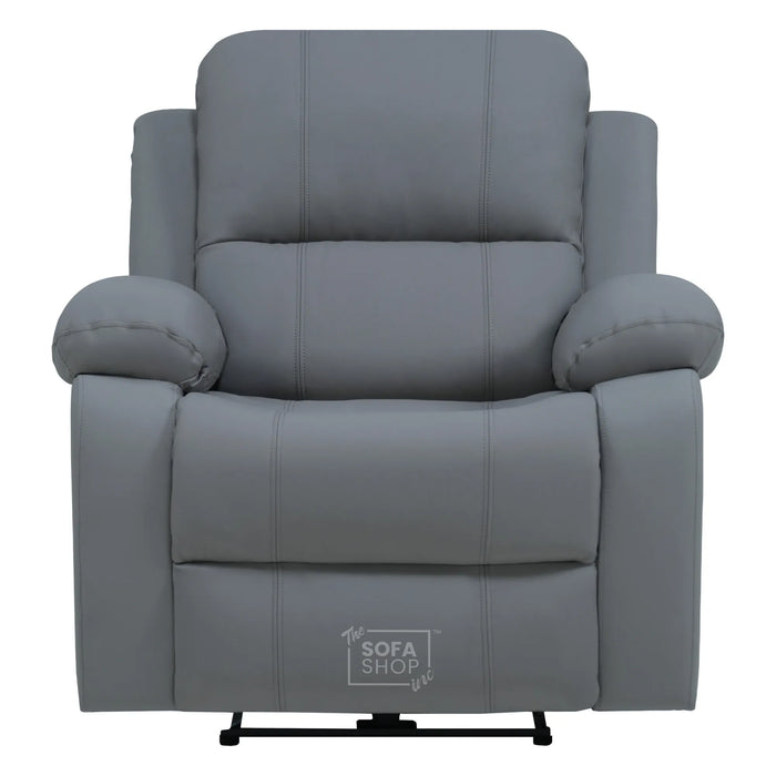 Trento Electric Recliner Chair in Grey Real Leather | Power Recline, Padded Armrests & Lumbar Support | The Sofa Shop