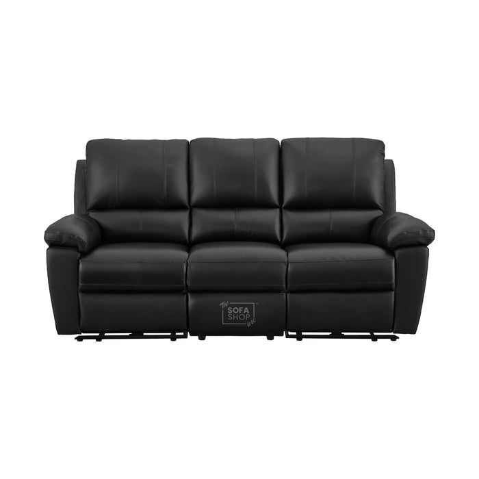 3+2 Electric Recliner Sofa Set In Black Real Leather | Recliner Sofa Package With Power Recline + Drop-Down Table + Cup Holders + USB-C Charging | Trento | The Sofa Shop