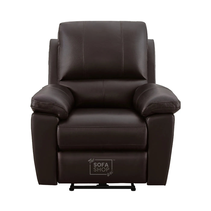 3+1 Electric Recliner Sofa Set In Dark Brown Real Leather | Recliner Sofa Suite With Power Recline + Drop-Down Table + Cup Holders + USB-C Charging | Trento | The Sofa Shop