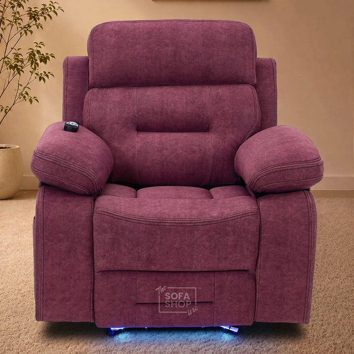 1 Seater Smart Tech Electric Recliner Cinema Chair | Purple Fabric | Sicily