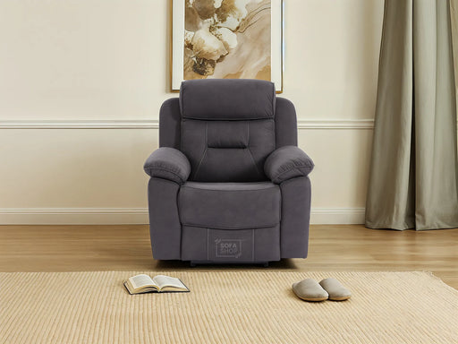 1 Seat Electric Recliner Chair Home Cinema Sofa | Fabric Chair In Black + Padded Armrests + USB + Power Headrest | Florence | The Sofa Shop