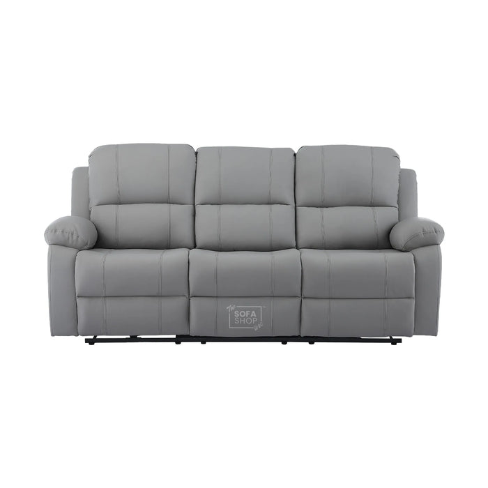 3 Seater Electric Recliner Sofa In Light Grey Real Leather | Power Recliner With Drop-Down Table & USB+C Charging | Comfortable & Family-Friendly Sofa | Trento | The Sofa Shop