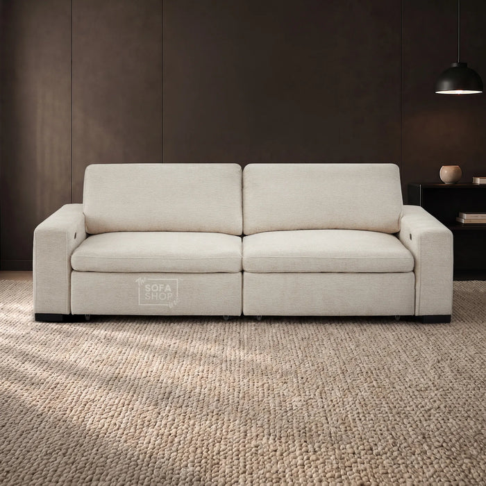 2 Wide Seat Beige Electric Sliding Sofa | Palma