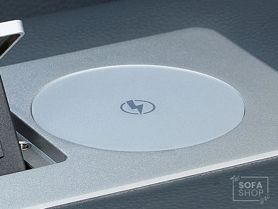 3 Seater Real Leather Recliner Sofa In Blue | Cinema Sofa with Massage, Heating, USB Ports, Drop-Down Table, LED Lights & Massage | Capri | The Sofa Shop