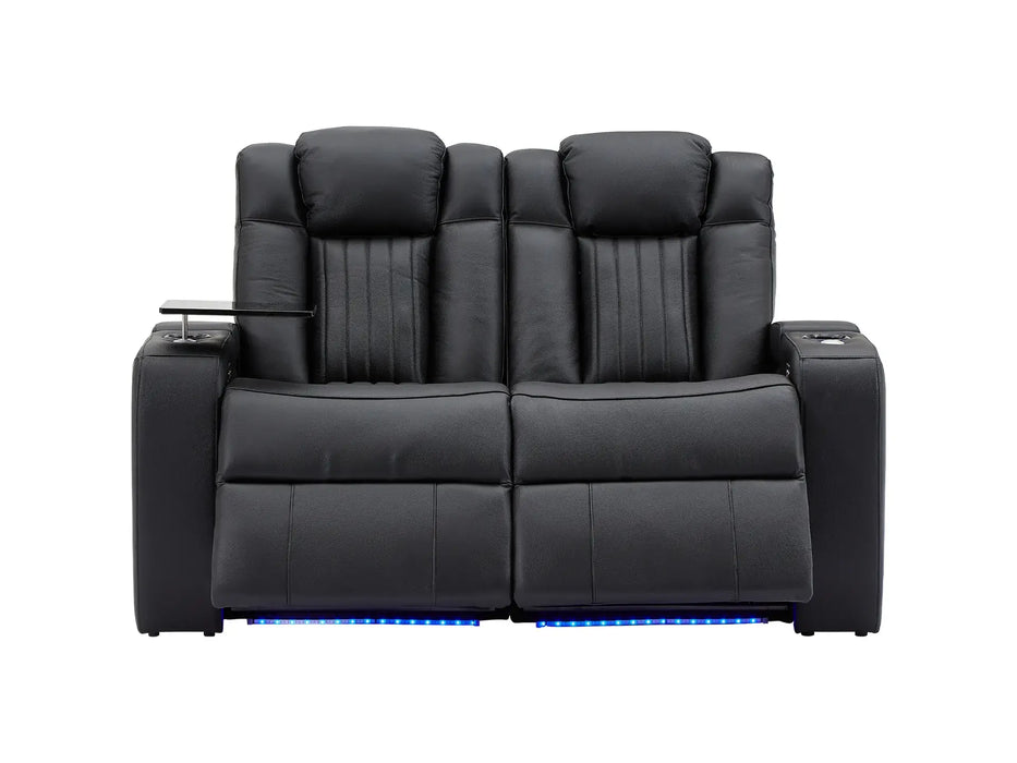 2 Seater Recliner Hi-Tech Couch | Smart Cinema Sofa in Black Real Leather with Power Headrests, LED, Table & USB | Capri | The Sofa Shop - 33