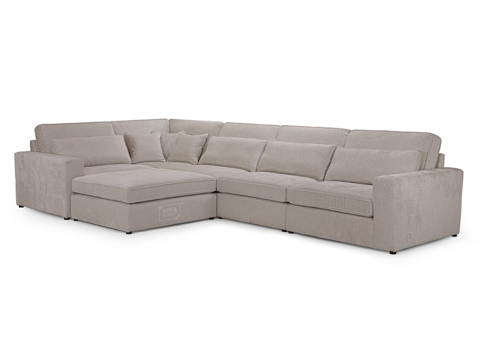 Left Hand Facing Corner Sofa in Grey, White Or Mocha Fabric -  Kiana