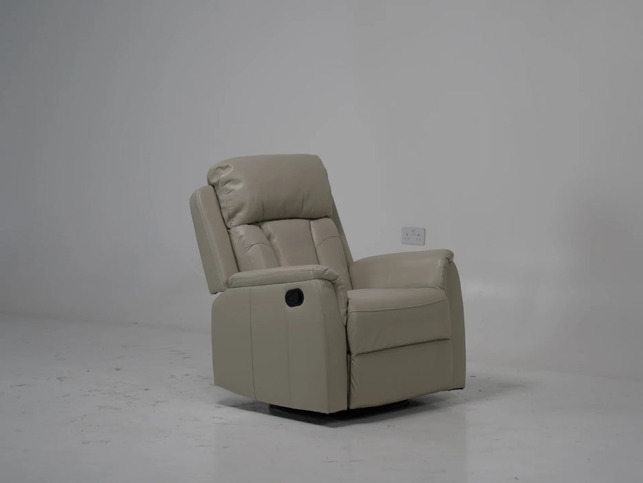 Cream Leather Reclining Rocker & Swivel Chair - 14