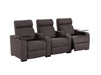 3 Seat Electric Recliner Home Cinema Theatre Sofa | Fabric Couch in Grey + Chilled Cupholders + Console + Table + Power + USB + LED Lights| Rimini | The Sofa Shop