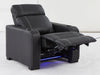 Cinema Recliner Chair | Home Theatre Seat in Black Genuine Leather With Cup Holders, LED and Power Recline | Catania | The Sofa Shop - 35