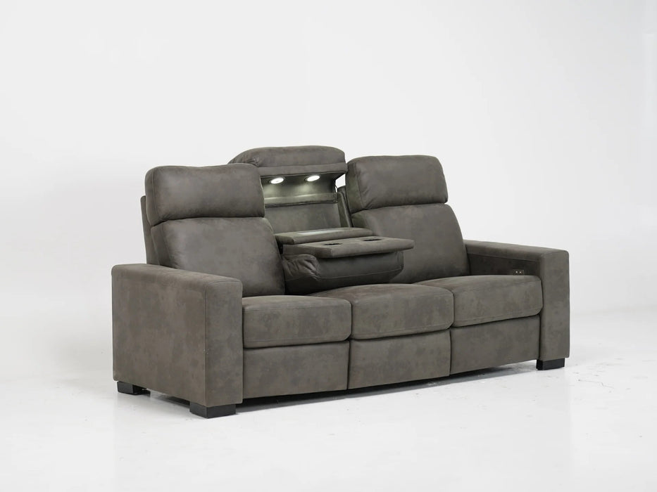 3 Seater Electric Recliner Sofa in Grey Fabric with Drop Down Table, Reading Lights, Cup Holders & Wireless Charger - Palmero - 22