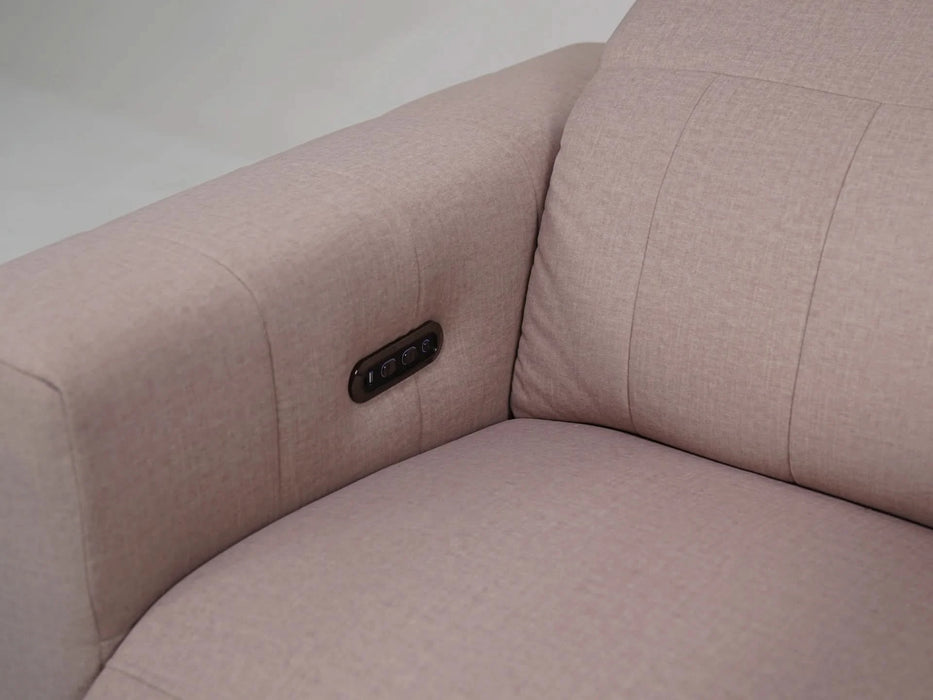 2+1 Electric Recliner Fabric Sofa Set | Pink Sofa with Adjustable Headrest & USB | Sample Sofa
