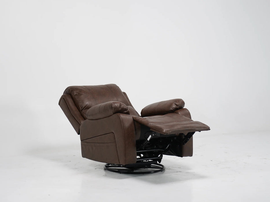 Brown Leather Rocking & Swivel Massage Chair - 12