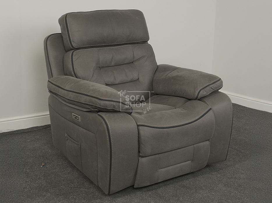 Tuscany Electric Recliner Chair in Grey Fabric - Stitching Loose On Recliner - Second Hand Sofas 35