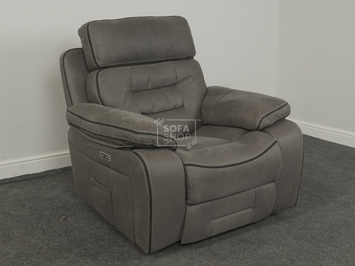 Tuscany Electric Recliner Chair in Grey Fabric - Stitching Loose On Recliner - Second Hand Sofas 35